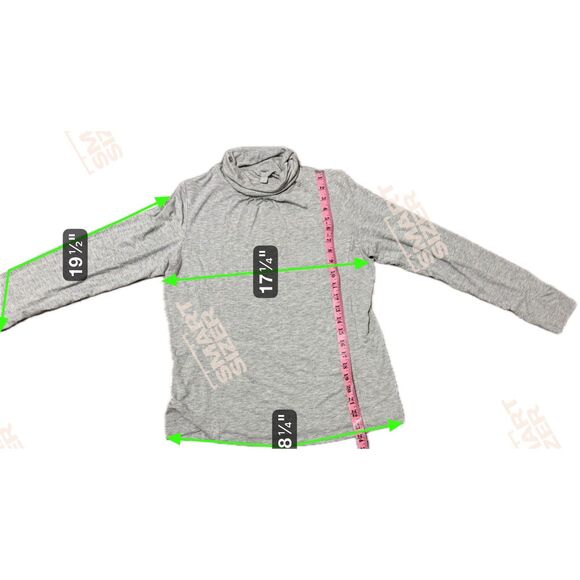Pure Turtleneck Top M Light Gray Modal Cashmere Soft Long Sleeve Cozycore - Picture 3 of 7